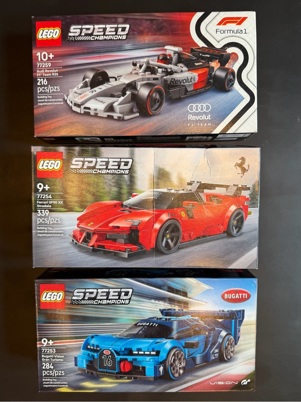 Lego F1 Speed Champions Sets - Red, Blue, Gray